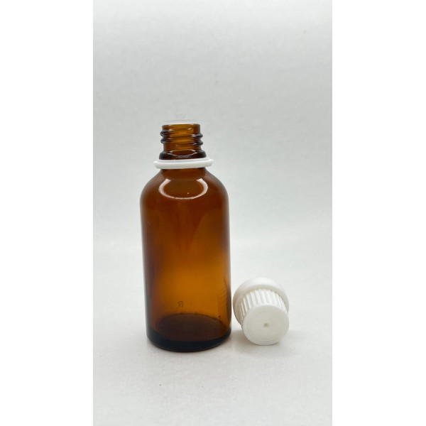 50 ml Kahverengi İçten Damlalıklı Cam Şişe Beyaz Kapak