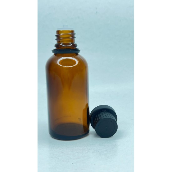 50 ml Kahverengi İçten Damlalıklı Cam Şişe Siyah Kapak