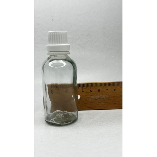 50 ml Şeffaf Cam İçten Damlalıklı Şişe Beyaz Kapak
