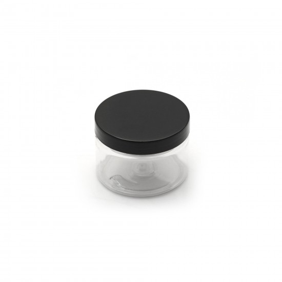 150ml Şeffaf Akrilik Plastik  Krem Kavanozu  Siyah Kapaklı