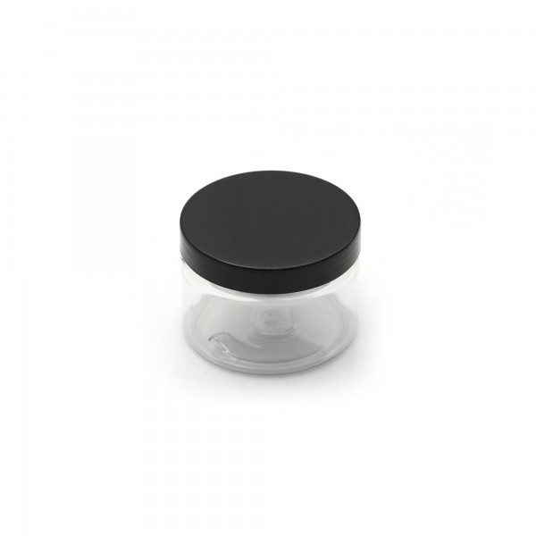 150ml Şeffaf Akrilik Plastik  Krem Kavanozu  Siyah Kapaklı