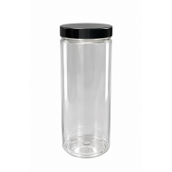 1500 ml Akrilik Şeffaf Plastik Kozmetik Krem Kavanozu Siyah Kapaklı (40 ADET)