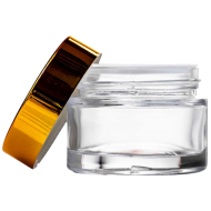 5 ml Şeffaf Cam Kozmetik Krem Kavanozu Gold Akrilik Kapaklı (İç Dil Tıpalı)