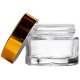 5 ml Şeffaf Cam Kozmetik Krem Kavanozu Gold Akrilik Kapaklı (İç Dil Tıpalı)