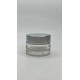 20 ml Şeffaf Cam Kozmetik Krem Kavanozu Gümüş Akrilik Kapaklı (İç Dil Tıpalı)