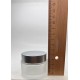 50 ml Buzlu Cam Kozmetik Krem Kavanozu Gümüş Akrilik Kapaklı (İç Dil Tıpalı)