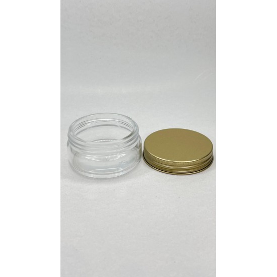 50 ml Şeffaf Cam Kozmetik Krem Kavanozu Gold Metal Alüminyum Kapaklı