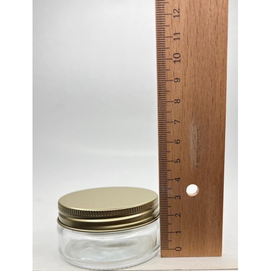 50 ml Şeffaf Cam Kozmetik Krem Kavanozu Gold Metal Alüminyum Kapaklı
