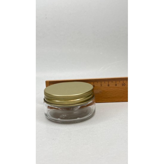 50 ml Şeffaf Cam Kozmetik Krem Kavanozu Gold Metal Alüminyum Kapaklı