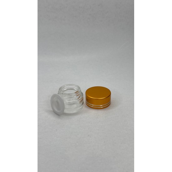 5 ml Şeffaf Cam Kozmetik Krem Kavanozu Gold Akrilik Kapaklı (İç Dil Tıpalı)