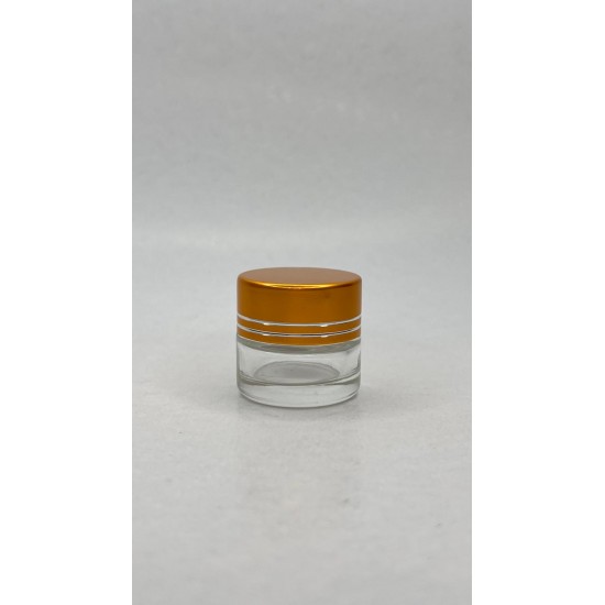 5 ml Şeffaf Cam Kozmetik Krem Kavanozu Gold Akrilik Kapaklı (İç Dil Tıpalı)