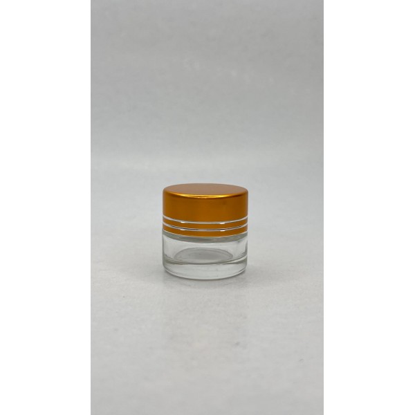 5 ml Şeffaf Cam Kozmetik Krem Kavanozu Gold Akrilik Kapaklı (İç Dil Tıpalı)