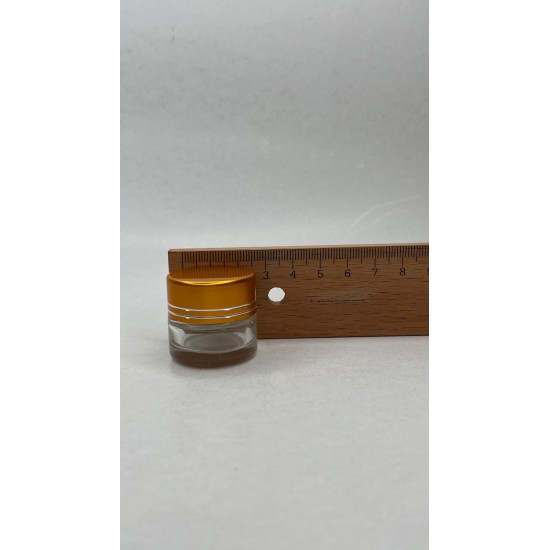 5 ml Şeffaf Cam Kozmetik Krem Kavanozu Gold Akrilik Kapaklı (İç Dil Tıpalı)