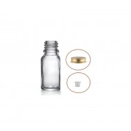 10 ml Şeffaf Cam Şişe Gold Metal Düz Kapaklı