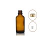 50 ml Kahverengi Cam Şişe Gold Metal Düz Kapaklı