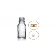 20 ml Şeffaf Cam Şişe Gold Metal Düz Kapaklı
