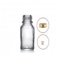 30 ml Şeffaf Cam Şişe Gold Metal Düz Kapaklı