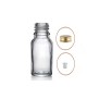 30 ml Şeffaf Cam Şişe Gold Metal Düz Kapaklı