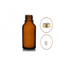 20 ml Kahverengi Cam Şişe Gold Metal Düz Kapaklı