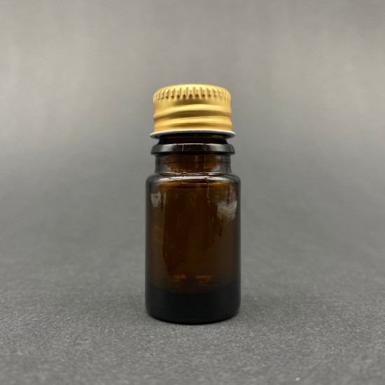 5 ml Kahverengi Cam Şişe Gold Metal Düz Kapaklı
