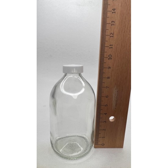 100 ml Şeffaf Cam Flakon (Penisilin Şişesi) Geçme Kapaklı