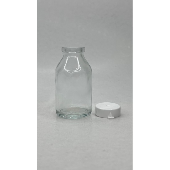 20 ml Şeffaf Cam Flakon (Penisilin Şişesi) Geçme Kapaklı