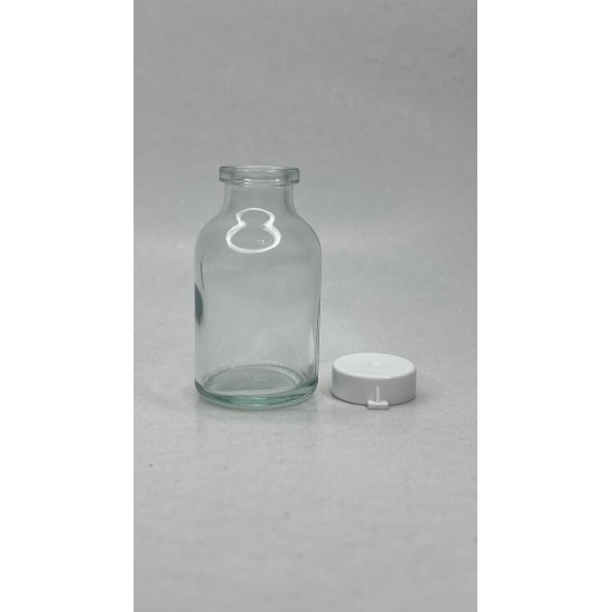 25 ml Şeffaf Cam Flakon (Penisilin Şişesi) Geçme Kapaklı