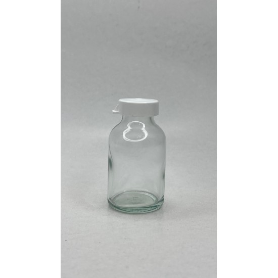 25 ml Şeffaf Cam Flakon (Penisilin Şişesi) Geçme Kapaklı