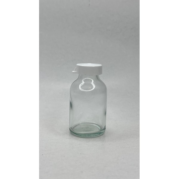 25 ml Şeffaf Cam Flakon (Penisilin Şişesi) Geçme Kapaklı