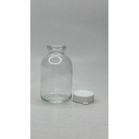 30 ml Şeffaf Cam Flakon (Penisilin Şişesi) Geçme Kapaklı