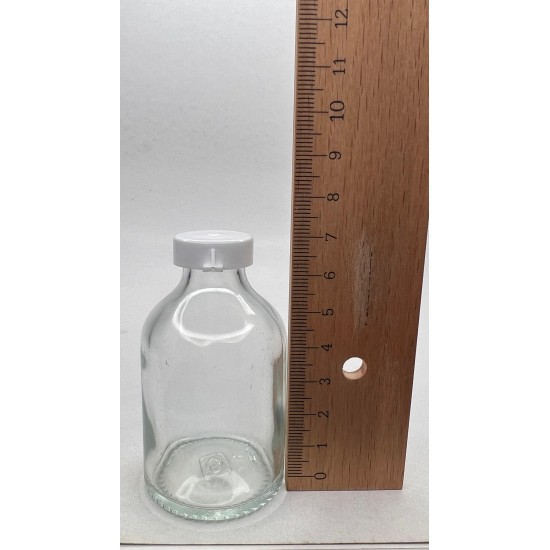 50 ml Şeffaf Cam Flakon (Penisilin Şişesi) Geçme Kapaklı