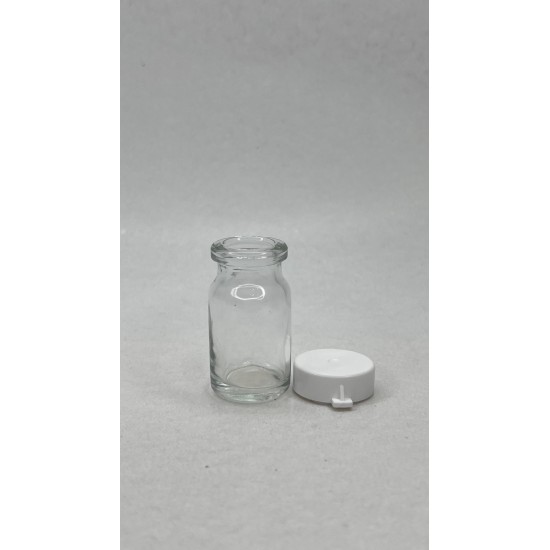 6 ml Şeffaf Cam Flakon (Penisilin Şişesi) Geçme Kapaklı