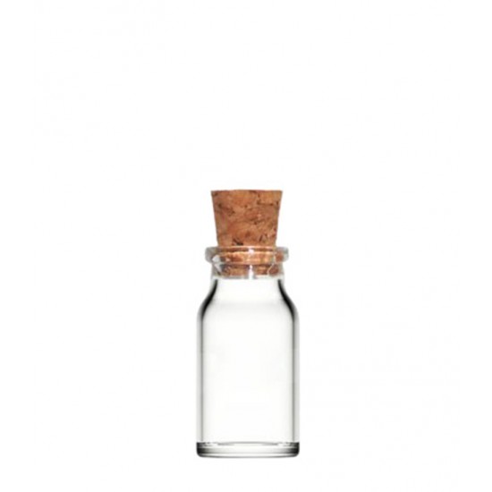 8 ml Şeffaf Cam Flakon (Penisilin Şişesi) Mantar Tıpalı