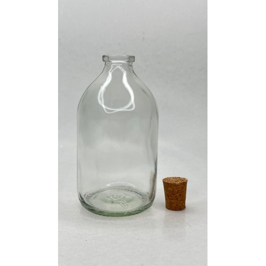 100 ml Şeffaf Cam Flakon (Penisilin Şişesi) Mantar Tıpalı