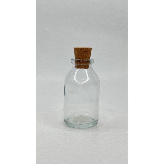 20 ml Şeffaf Cam Flakon (Penisilin Şişesi) Mantar Tıpalı
