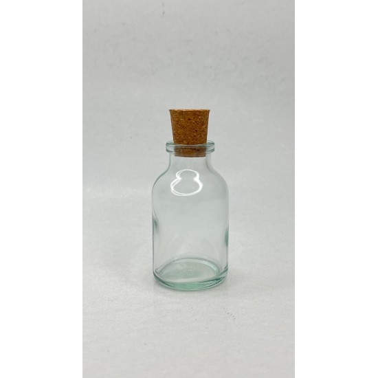 25 ml Şeffaf Cam Flakon (Penisilin Şişesi) Mantar Tıpalı