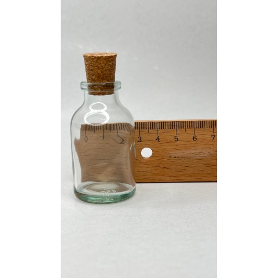25 ml Şeffaf Cam Flakon (Penisilin Şişesi) Mantar Tıpalı