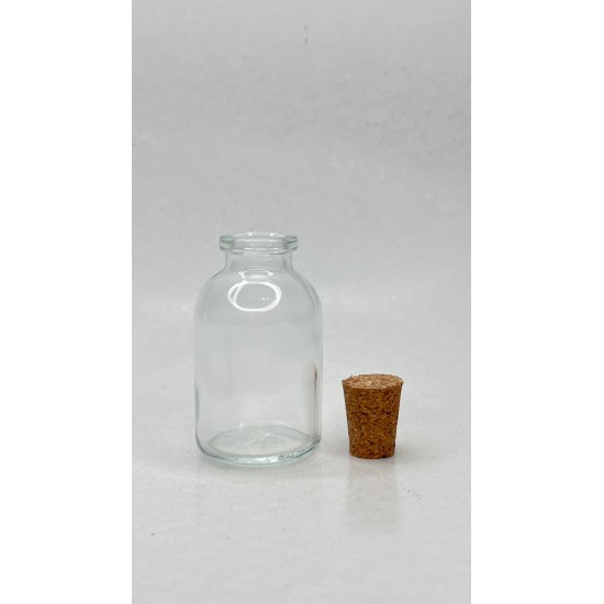 30 ml Şeffaf Cam Flakon (Penisilin Şişesi) Mantar Tıpalı