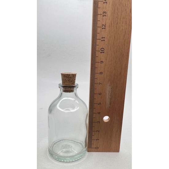 50 ml Şeffaf Cam Flakon (Penisilin Şişesi) Mantar Tıpalı