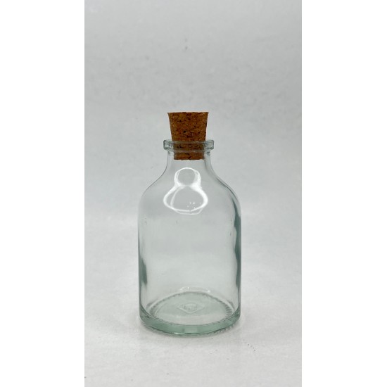 50 ml Şeffaf Cam Flakon (Penisilin Şişesi) Mantar Tıpalı