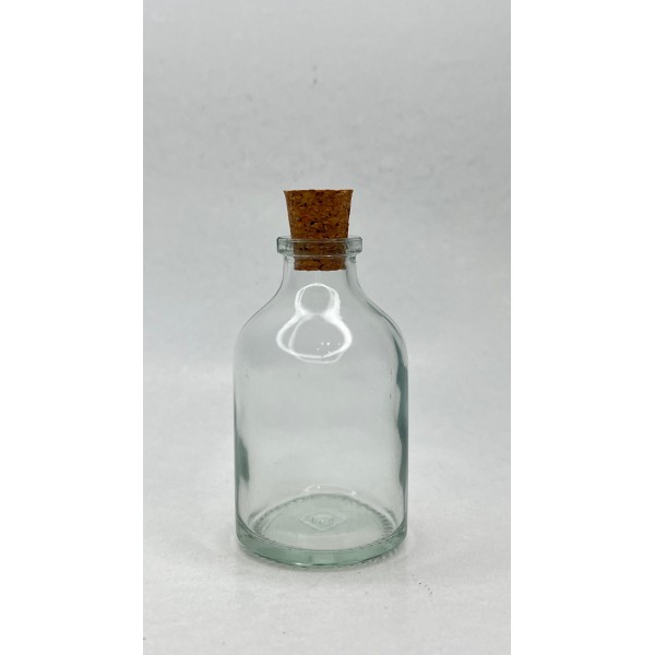 50 ml Şeffaf Cam Flakon (Penisilin Şişesi) Mantar Tıpalı