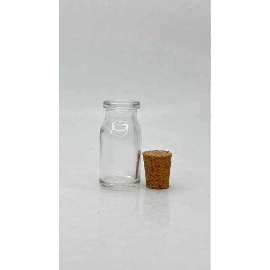 8 ml Şeffaf Cam Flakon (Penisilin Şişesi) Mantar Tıpalı