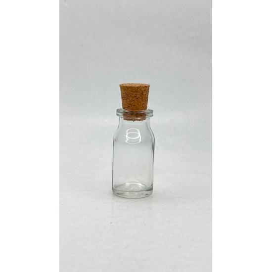 8 ml Şeffaf Cam Flakon (Penisilin Şişesi) Mantar Tıpalı