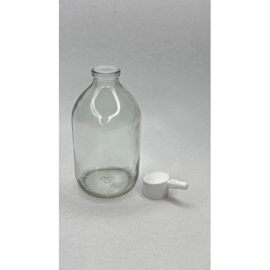 100 ml Şeffaf Cam Flakon (Penisilin Şişesi) Tank Damlalıklı Kör Tıpalı
