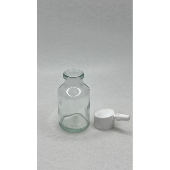 20 ml Şeffaf Cam Flakon (Penisilin Şişesi) Tank Damlalıklı ve Kör Tıpalı