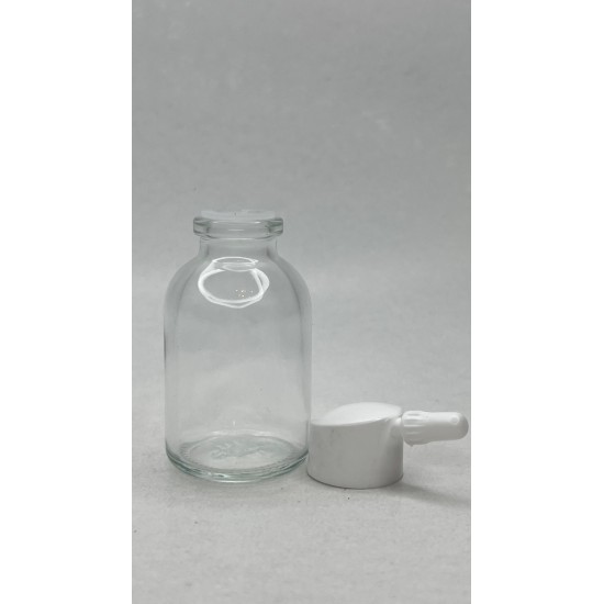 30 ml Şeffaf Cam Flakon (Penisilin Şişesi) Tank Damlalıklı ve Kör Tıpalı