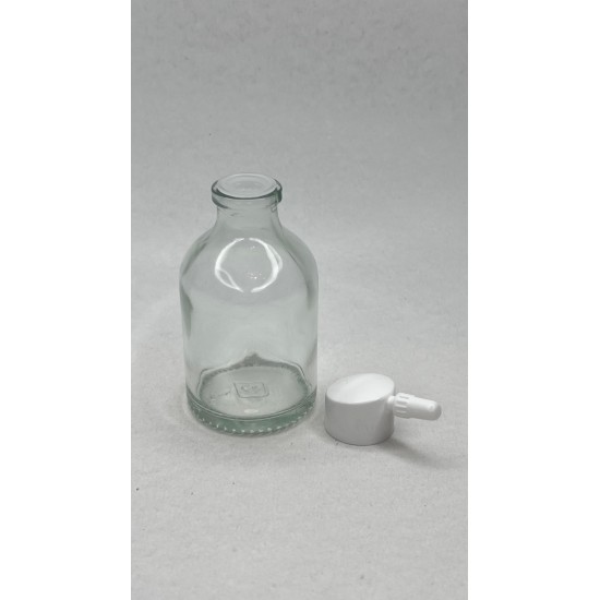50 ml Şeffaf Cam Flakon (Penisilin Şişesi) Tank Damlalıklı ve Kör Tıpalı