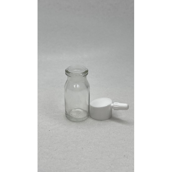 8 ml Şeffaf Cam Flakon (Penisilin Şişesi) Tank Damlalıklı ve Kör Tıpalı