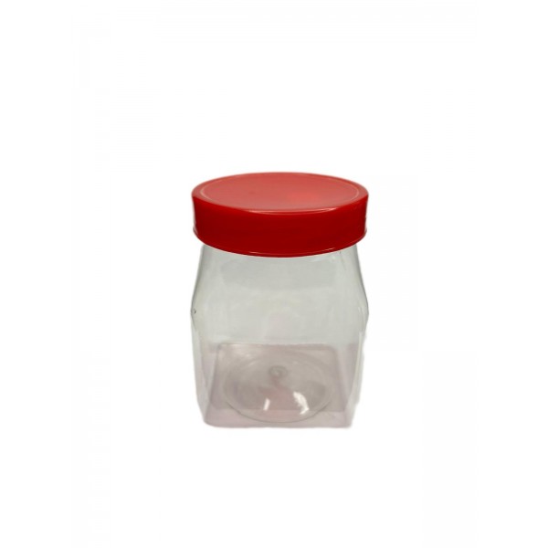 250 ml Şeffaf PET Gıda Kavanozu Kırmızı Vidalı Kapaklı