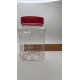 1000 ml (1 Litre) Şeffaf PET Gıda Kavanozu Kırmızı Vidalı Kapaklı